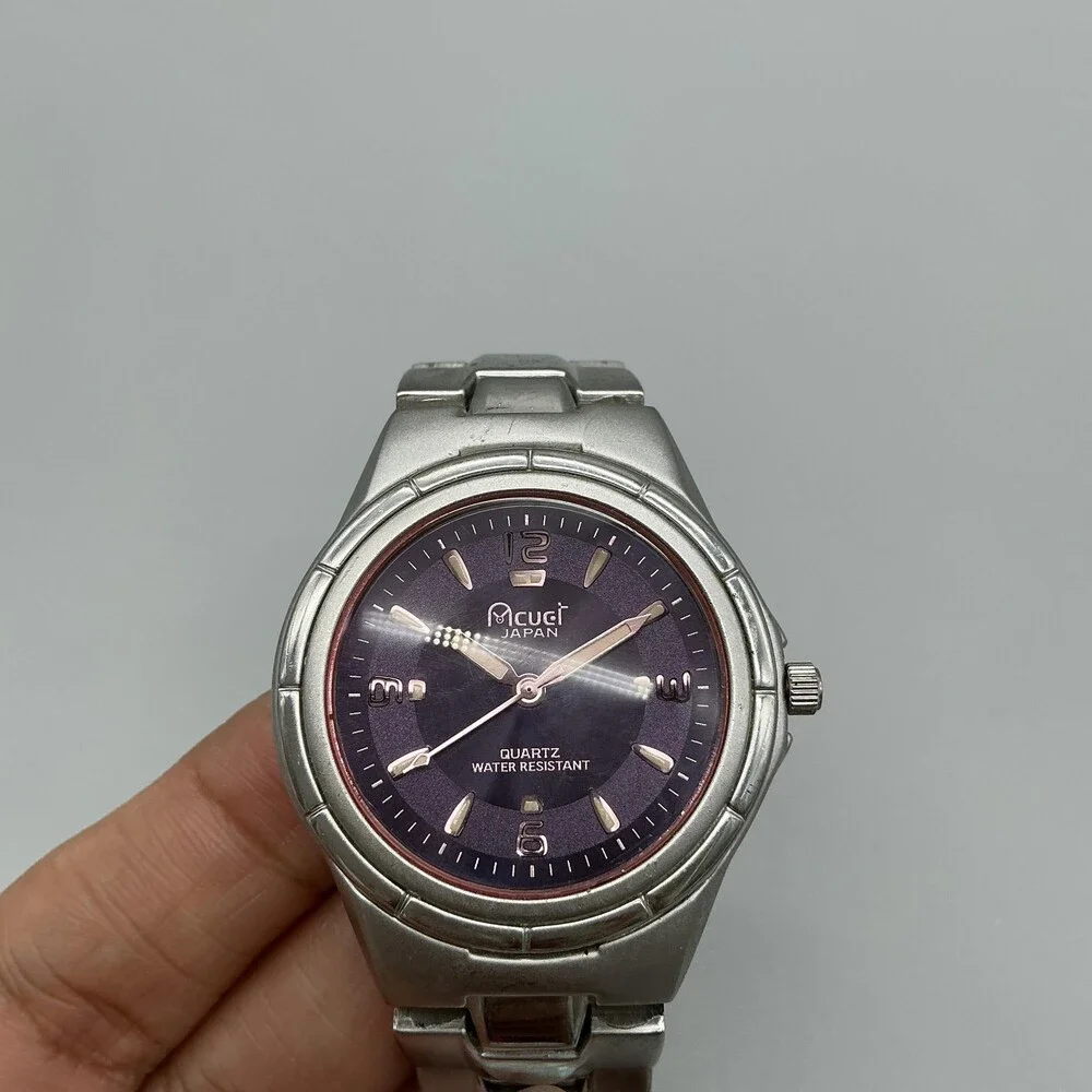 Acuet Unisex Watch 38mm Purple Dial Stainless Bracelet Quartz Water Resistant